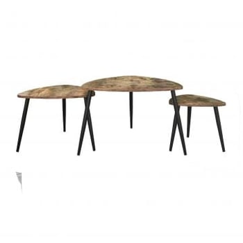 Set van 3 salontafels Niekirk - bruin/zwart