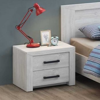 Nachtkastje Elvira 2 lades - witte eik