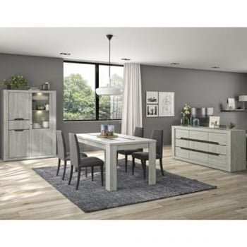 Eetkamerset Lanthe | Uitschuifbare eettafel, vitrinekast en dressoir | Laguna Oak-design