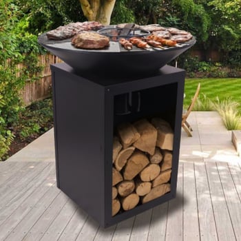 Vuurschaal Evelyn met grillplaat - 80x80x92 cm - Zwart 