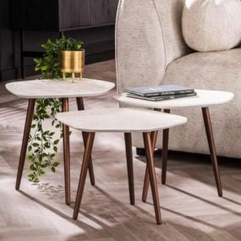 Salontafelset Nita | Drie tafeltjes | Marmer/Composiet 