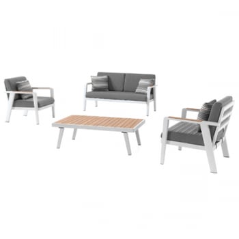 Loungeset Guadeloupe - wit/teak