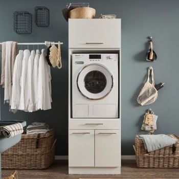 Wasmachinekast met bovenkast Laundreezy | 68 x 68 x 200 cm | Wit