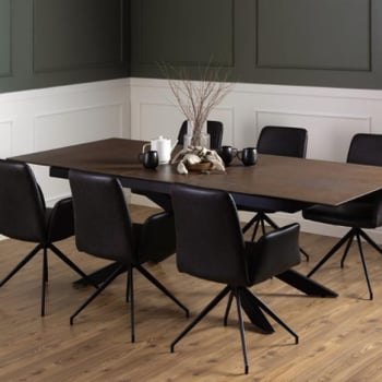 Roestbruine rechthoekige eettafel - 200/240x100cm