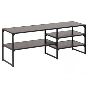 Tv-meubel Dover 120cm 3 legplanken industrieel - zwart