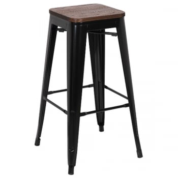 Set van 4 barstoelen Olly industrieel - zwart