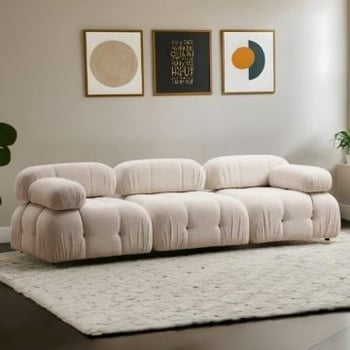 Driezitzetel Del Sofa | 288 x 95 x 75 cm | Cream-design