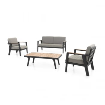Loungeset Guadeloupe - donkergrijs/teak