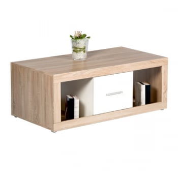 Salontafel Brekalo 115cm met 2 lades - eik/wit