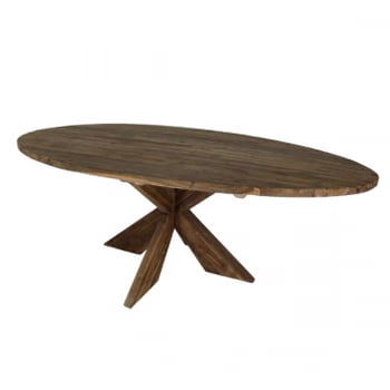 Eettafel Mosy 220x110cm ovaal met kruispoot – New vintage/teak