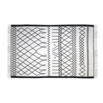 Vloerkleed Boha 120x70 katoen – zwart/wit