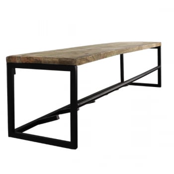 Kapstok 100x22x22cm hout en metaal - massief hout/zwart