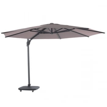 Parasol Tampa 300cm met voet - zwart/taupe