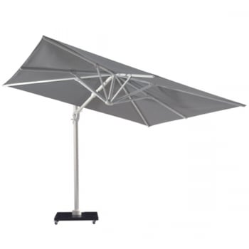 Parasol Bryce 300x300cm met voet - wit/grijs