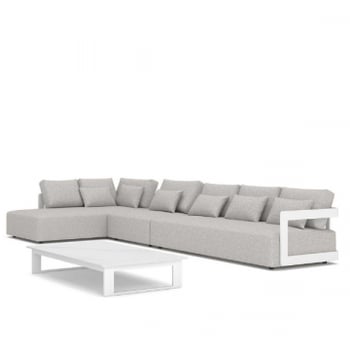 Loungeset Raphael links aluminium en agora - wit/grijs
