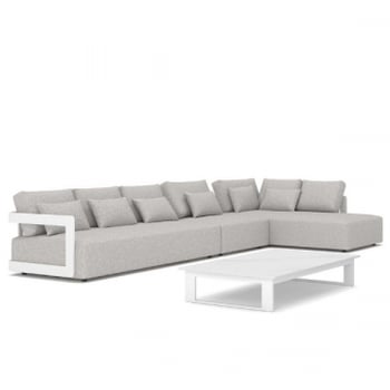 Loungeset Raphael rechts aluminium en agora - wit/grijs
