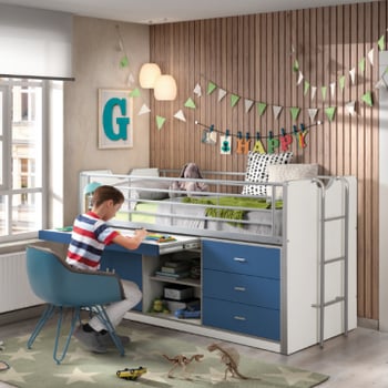 Halfhoogslaper met bureau Bonny 95 - blauw