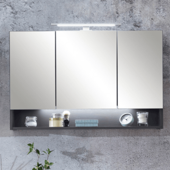 Spiegelkast Karan 100cm 3 deuren met verlichting - antraciet