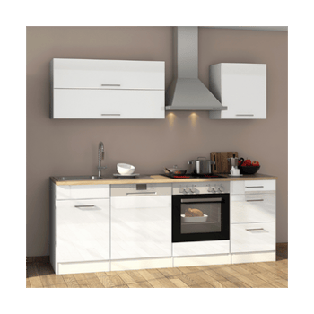 Kitchenette Ragnar 220cm met oven en vaatwas - hoogglans wit