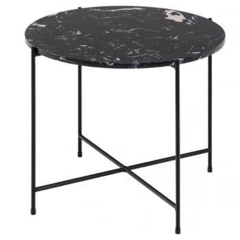 Bijzettafel Avila Ø52 cm - kunstmarmer/zwart