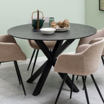 Eettafel Heaven Ø119 - keramiek/ zwart