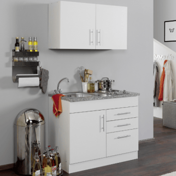 Kitchenette Toto 100cm met kookplaat - wit/marmer