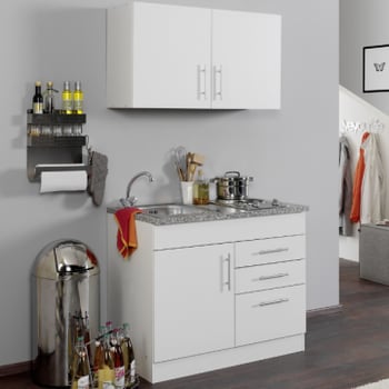 Kitchenette Toto 100cm met kookplaat - wit/marmer