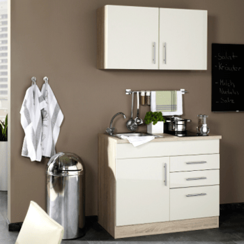 Kitchenette Toto 100cm met kookplaat - hoogglans crème