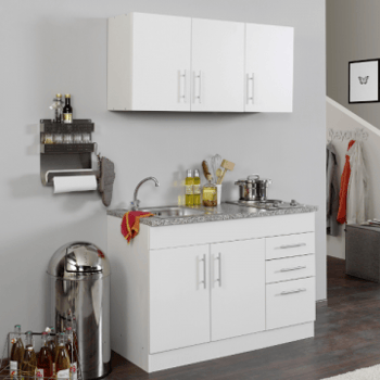Kitchenette Toto 120cm met kookplaat - wit/marmer