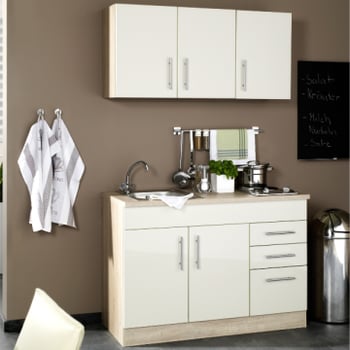 Kitchenette Toto 120cm met kookplaat - hoogglans crème