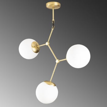 Opviq Kroonluchter | Metalen Behuizing | Glazen Kap | 55x15cm | Geel Wit
