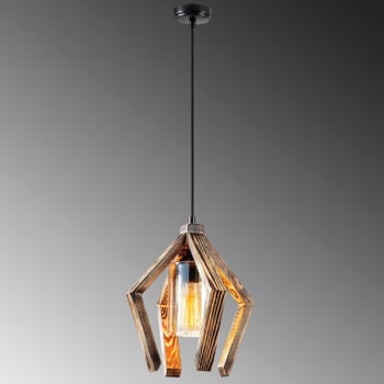 Lustro kroonluchter | Houten frame | 105cm hoogte | Zwart hout