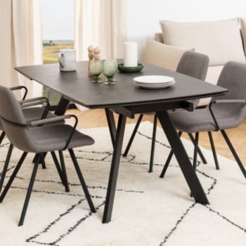 Verlengbare eettafel Fairbanks 160<240cm keramisch - zwart
