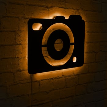 Decoratieve LED Verlichting | Zwart MDF Voet | Geel | 40 x 30 cm