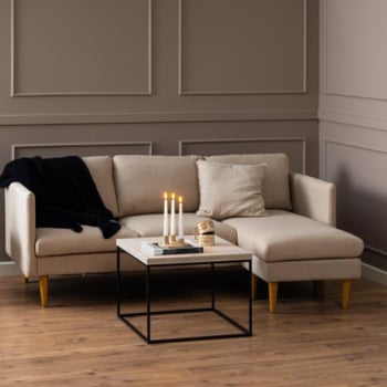 Omkeerbare Chaise 2-zits Milly Sofa, Basel Beige.