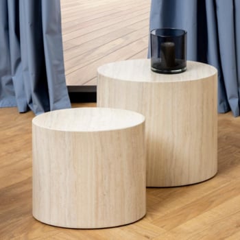 Set van 2 ovale salontafels Mice - travertinpapier 