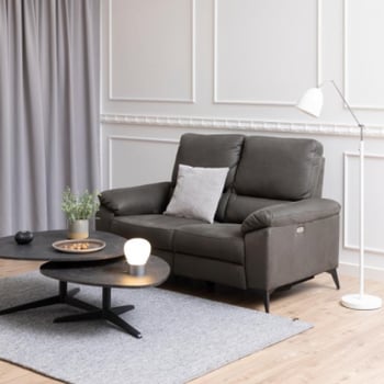Relaxfauteuil Rana: Grijs stof, USB opladen, gemotoriseerd