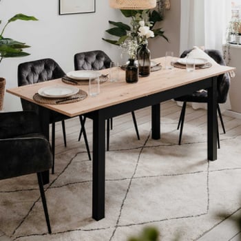 Verlengbare eettafel Coburg 140/180 x 80cm - eikdecor/zwart