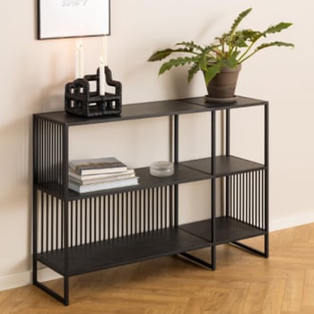 Boekenrek Strington - 120x35x83cm - zwart marmerlook