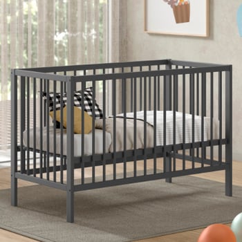 Babybed Dino | 60 x 120 cm | verstelbaar | antraciet dennenhout