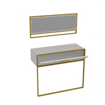 Elegant Gezellig Dressoir | 100% Melamine | Metalen Poten | Marmerpatroon | Goudwit
