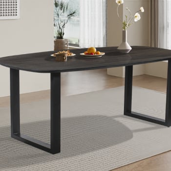 Ovale eettafel Isabo 200 x100 cm - zwart magnoliahout