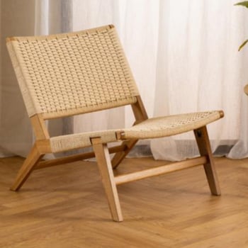 Loungestoel Carson - vlechtwerk - eik - beige
