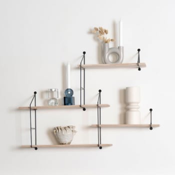 Harlem Plank - Zwart/Naturaal - 4 Planken - 99x17,5x62 cm