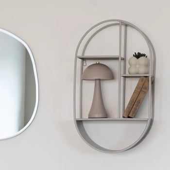 Feira Grijze Stalen Ovale Wandplank 35x15x60 cm