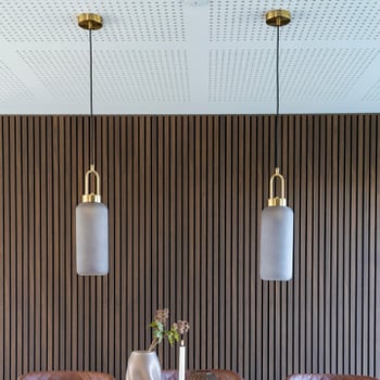 Messing hanglamp - rookglas.