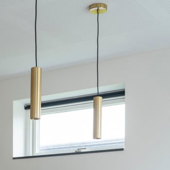 Messing Parijse Hanglamp met Stoffen Koord