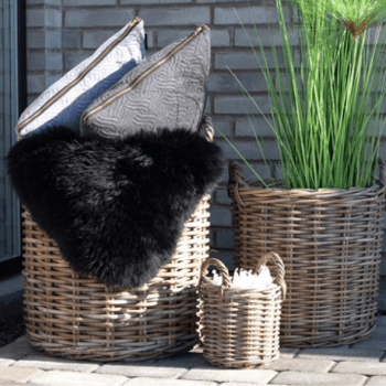 Caor plantenbakken - set van 4 natuurlijke Kubu rotan.