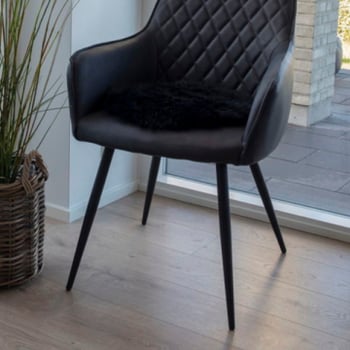 Lamsvel Zitvlak - Echt Zwart Ø35cm