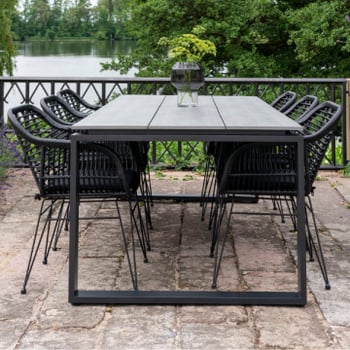 Tuintafel Denver - 210x100x75 cm - grijs/zwart